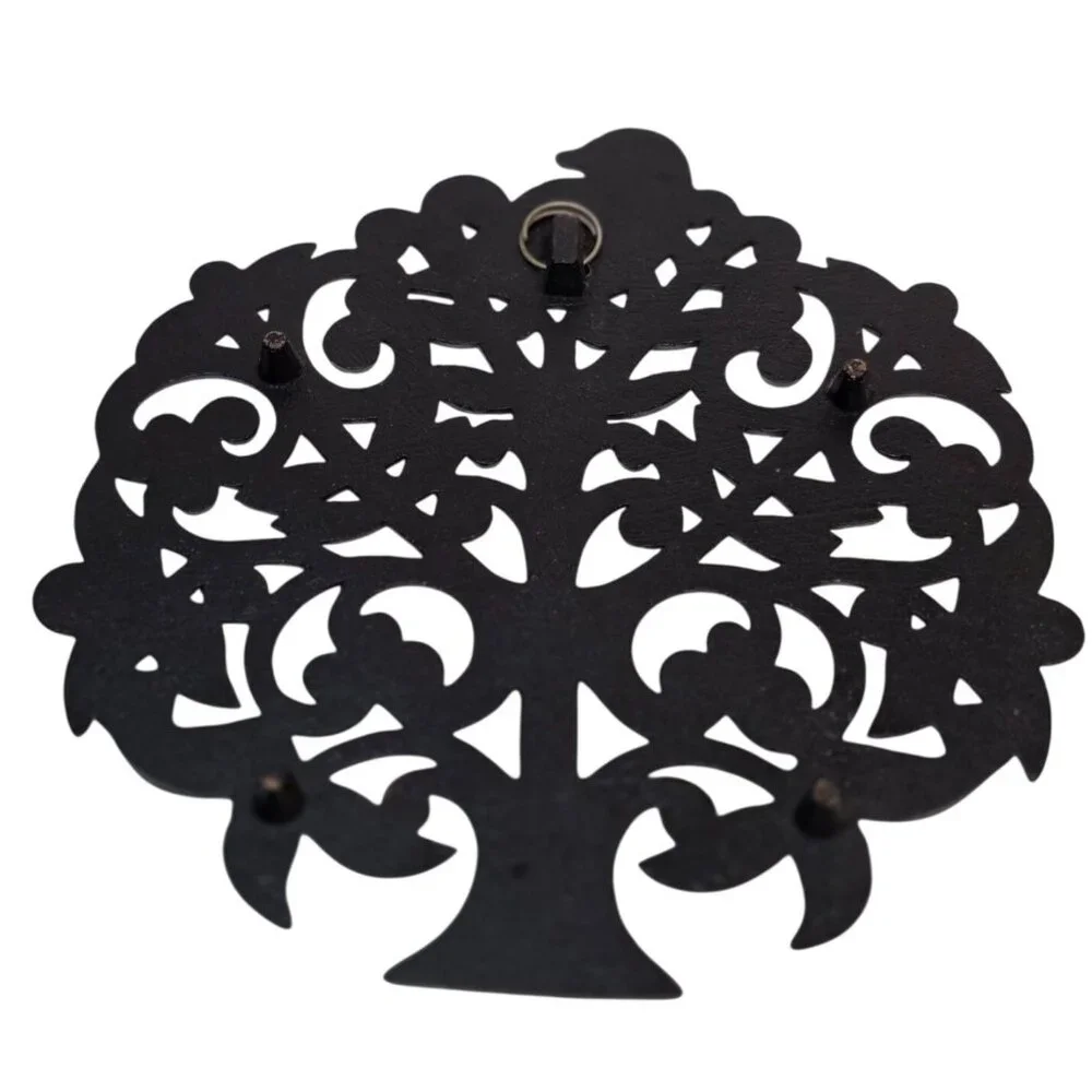 Vintage Cast Iron Copper Finish Trivet Tree of Life w/ Bird Wall Decor - Picture 3 of 6